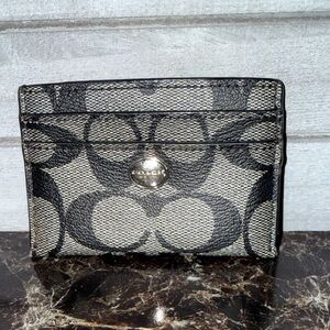 Coach Signature Black and Gray Card Holder